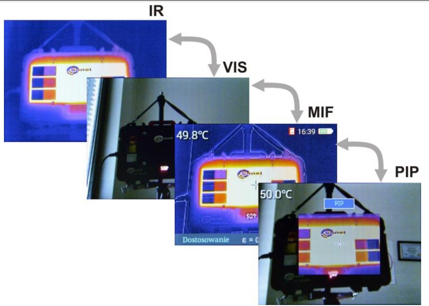 Contoh beberapa Mode Kamera pada Kamera Termal Sonel