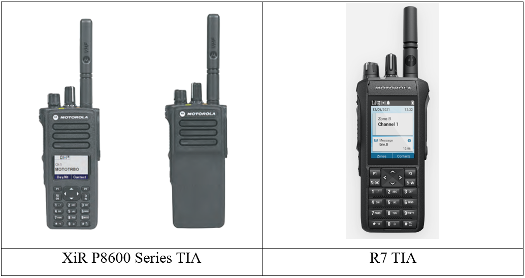 Motorola Telecommunications Industry Association (TIA) - XiR P8600 Series TIA , R7 TIA